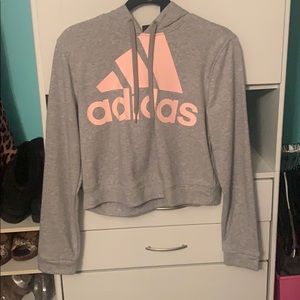 Adidas cropped gray and pink sweatshirt